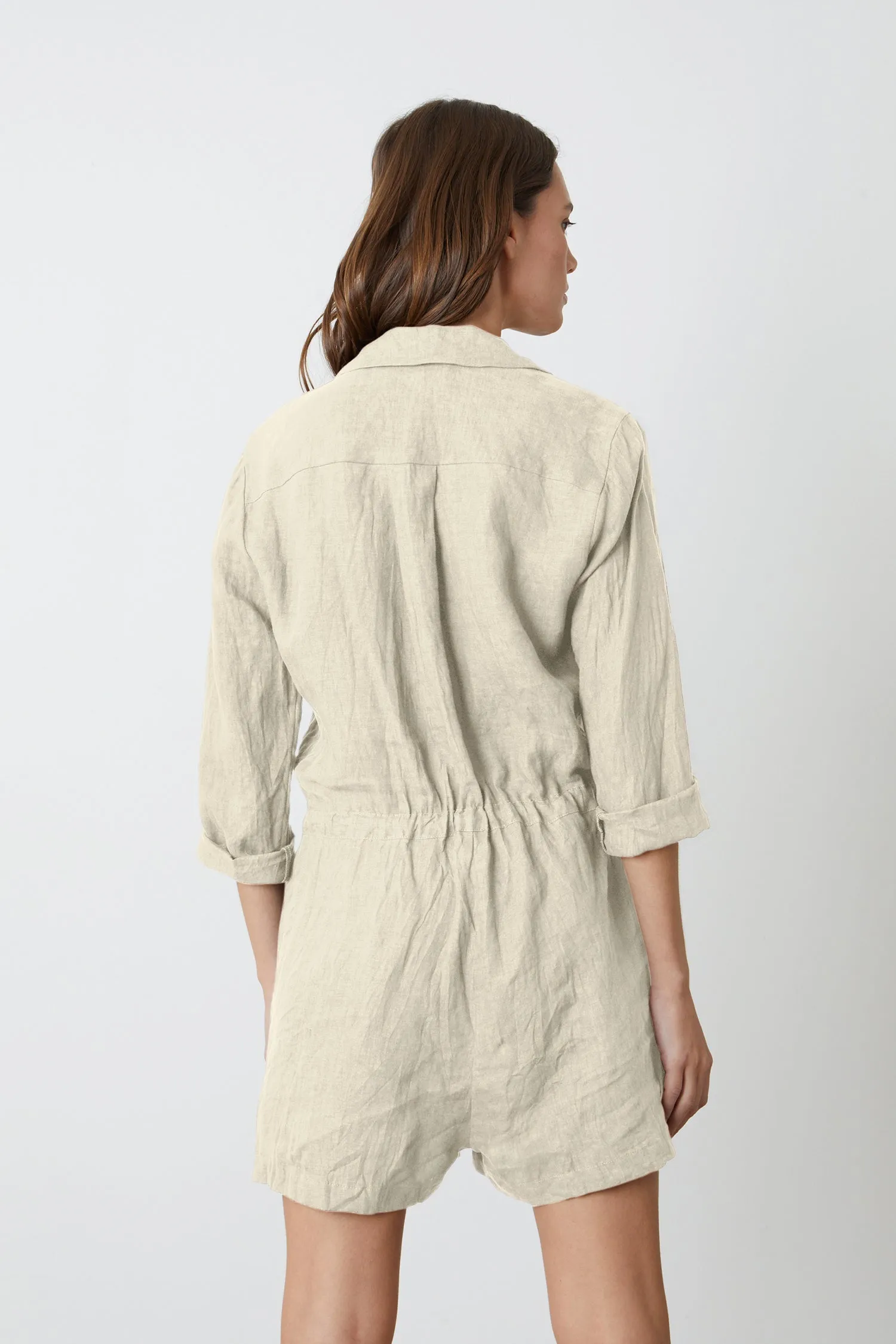 RUTH WOVEN LINEN PLAYSUIT IN SAND sold by Velvet Tees product image thumbnail 3