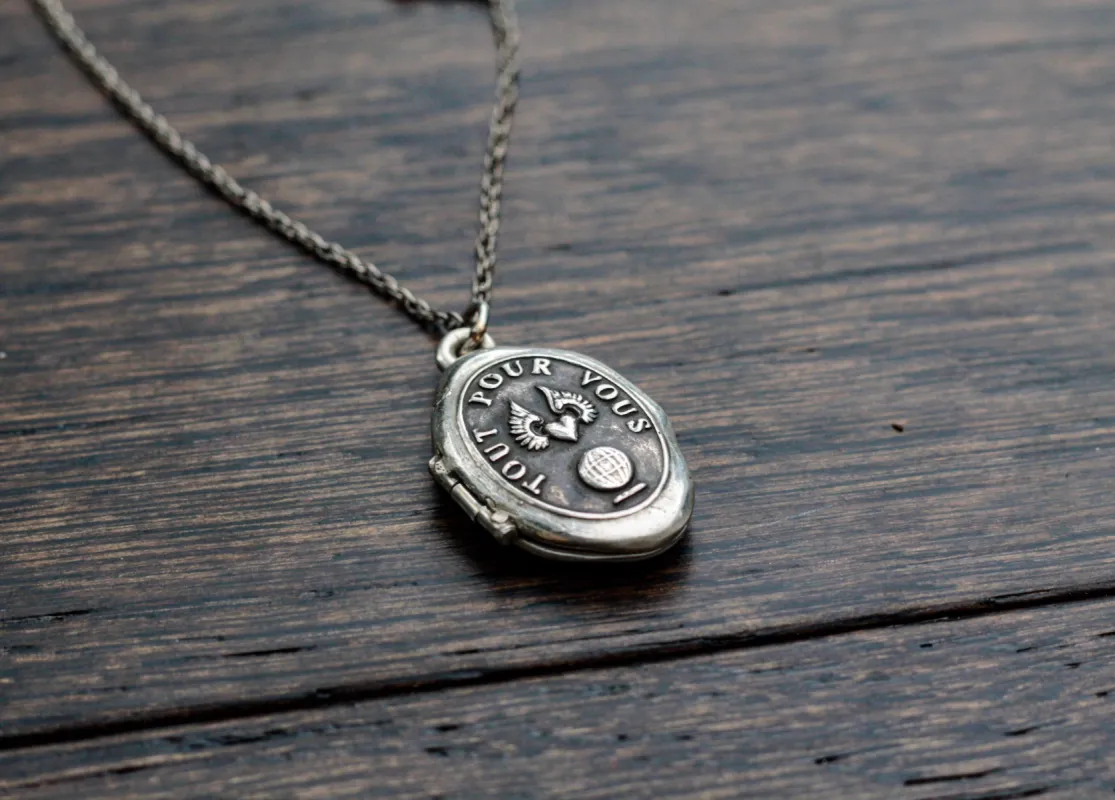 Reclaimed Silver Locket Talisman - Pyrrha sold by Vintage Gentlemen