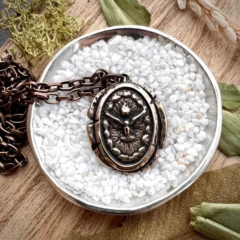 Dove Necklace, Antiqued Bronze Holy Spirit Catholic Wax Seal, JohnnyGirl, GBR-008 sold by Vintage Gentlemen