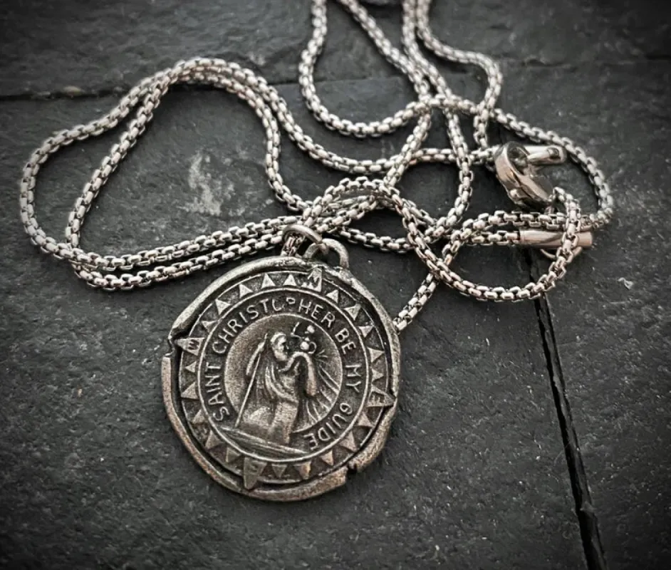 St. Christopher Pendant And Necklace sold by Vintage Gentlemen