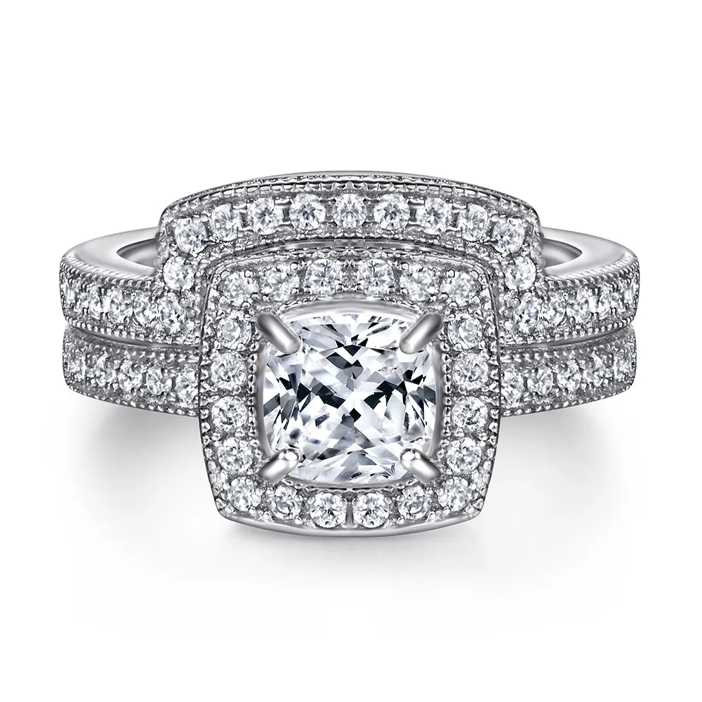 The Violet - Silver Wedding Ring Set sold by Vintage Gentlemen