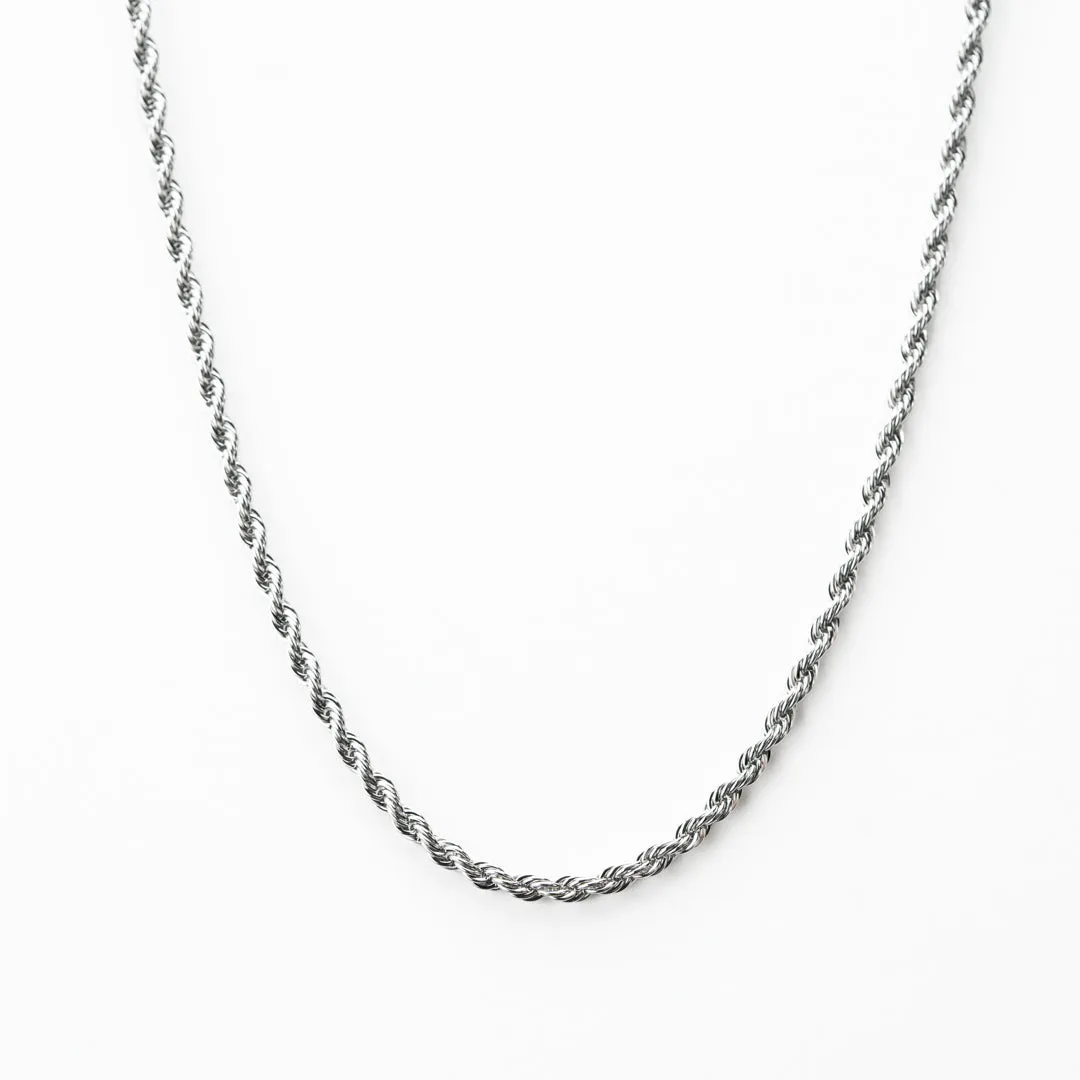 Classic Silver Rope Necklace - 3mm sold by Vintage Gentlemen