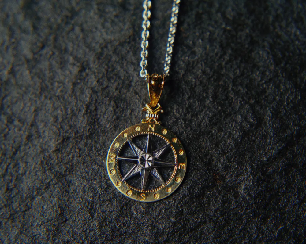 Women's 14kt Yellow Gold Compass Rose Pendant sold by Vintage Gentlemen