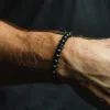 Mens Matte Stone Bead Bracelet sold by Vintage Gentlemen