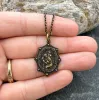 Men's Necklace, Vintage Style St. Christopher, Protection, Protect Us, Patron of travelers, 20 or 24 inches, Antiqued Brass, BR-008 sold by Vintage Gentlemen