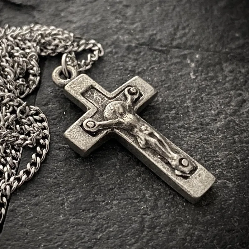 Men's Cross necklace produced from vintage original for a unique but simple design, unisex, mens fashion, 20 or 24 inch chain - ST-003 sold by Vintage Gentlemen