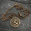 Men's Lion, Strength Wax Seal Necklace, Antiqued Brass Bronze Unisex Jewelry, Chain length 20 or 24 inches BR-060 sold by Vintage Gentlemen