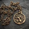 Men's Lion, Strength Wax Seal Necklace, Antiqued Brass Bronze Unisex Jewelry, Chain length 20 or 24 inches BR-060 sold by Vintage Gentlemen