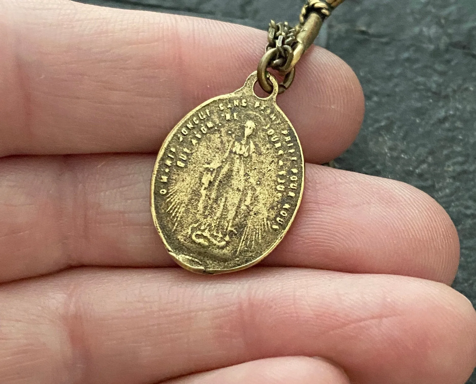 Men's Antiqued Brass Dual Pendant Necklace with Rope Tied Cross and Archangel St. Michael Medal, Unisex Necklace, BR-036, Johnny Ltd sold by Vintage Gentlemen product image thumbnail 4
