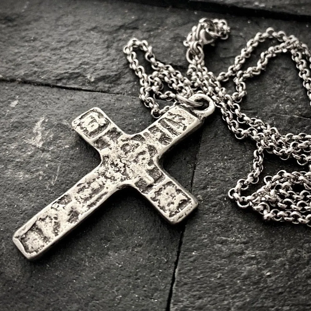 Ancient Cross Men's Necklace, Unisex Necklace, Cross, Medieval Cross, Mens Fashion, 20 or 24 in chain, ST-017 sold by Vintage Gentlemen
