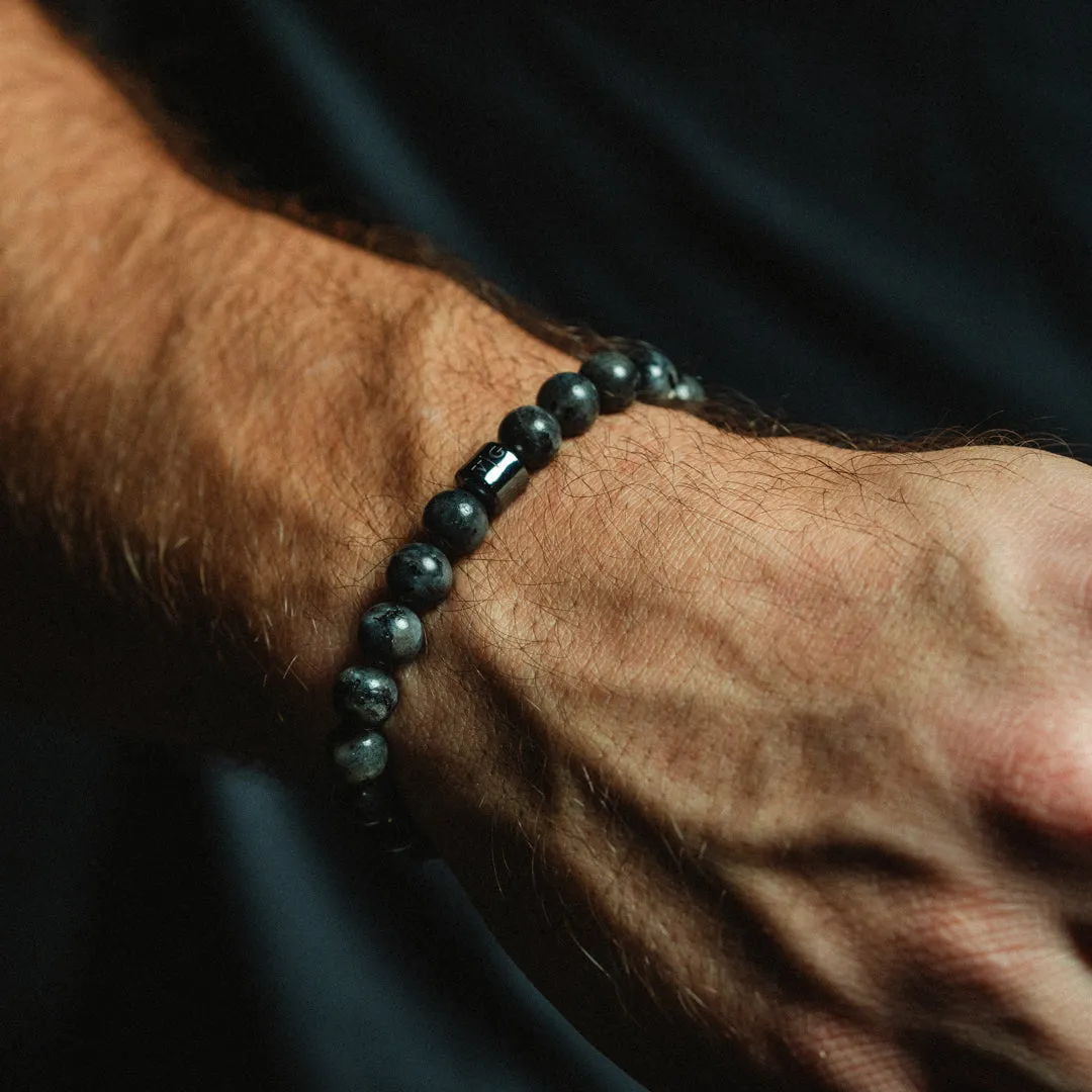Mens Black Labrodite Bead Bracelet sold by Vintage Gentlemen product image thumbnail 2
