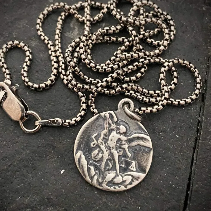 Men's Necklace, Archangel St. Michael Vintage Style Catholic