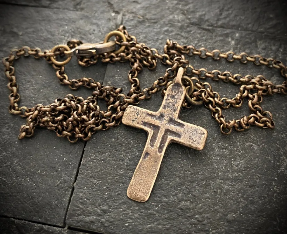 Brass Cross Pendant And Necklace sold by Vintage Gentlemen
