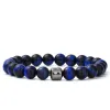 Mens Royal Blue Tiger Eye Bead Bracelet sold by Vintage Gentlemen