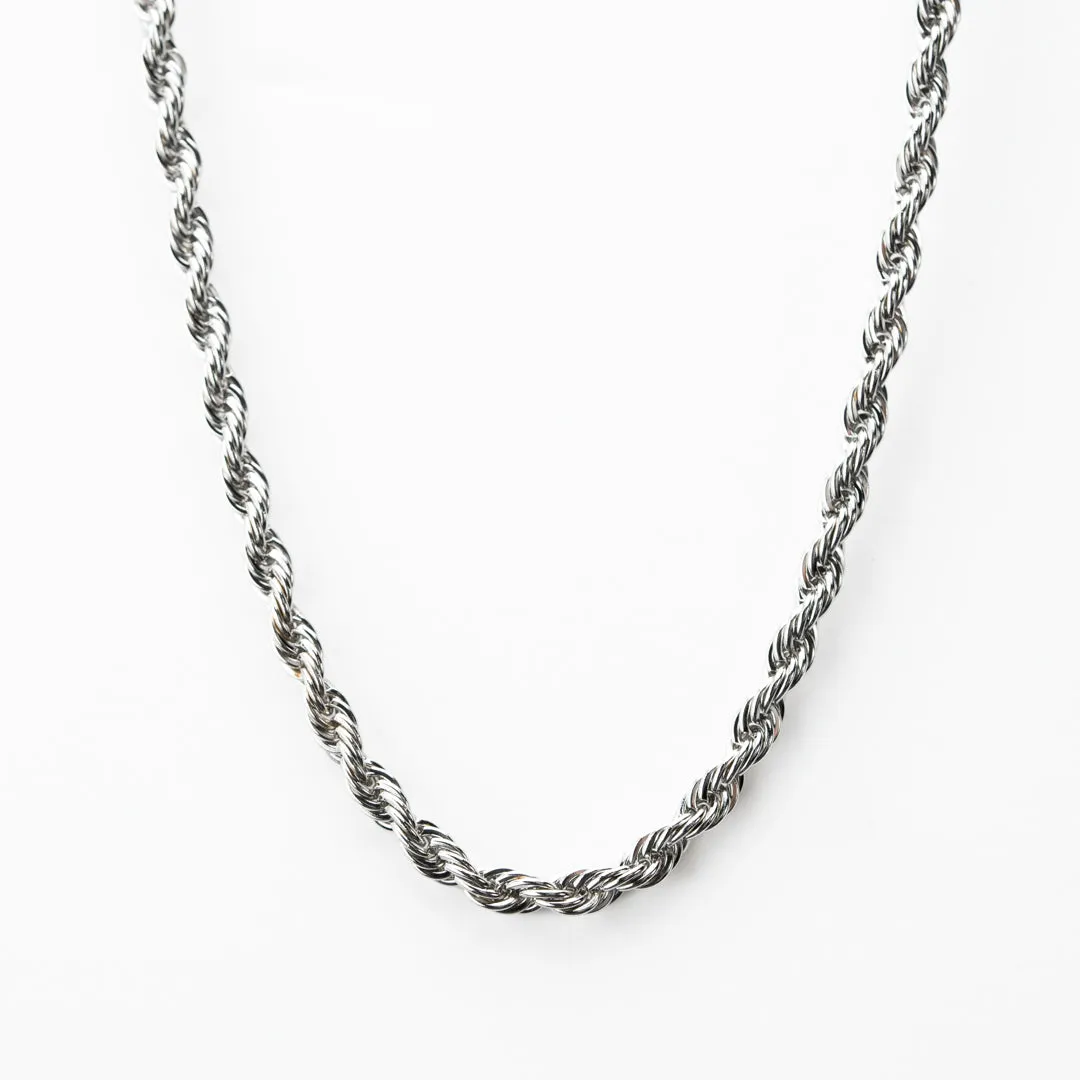 Classic Silver Rope Necklace - 5mm sold by Vintage Gentlemen