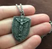 Men's Necklace featuring a Crucifix Shield and Blessed Mother Mary, Unisex Necklace, Catholic Pendant 20 or 24 inch Chain, ST-023 sold by Vintage Gentlemen