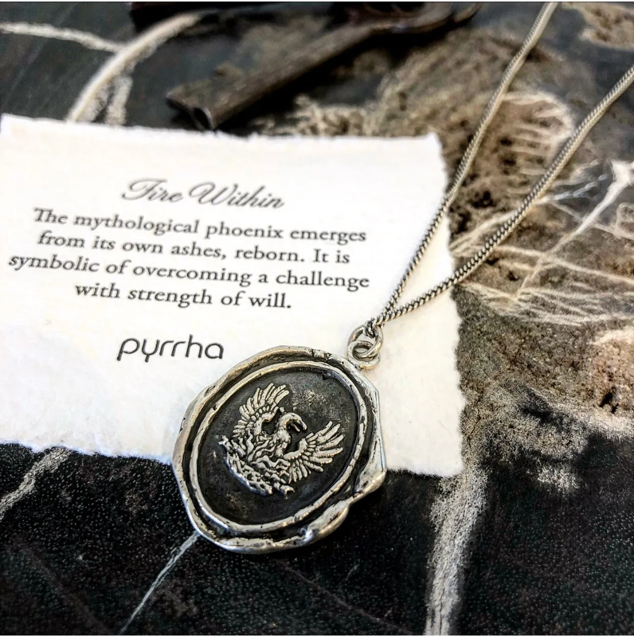 “Fire Within” Silver Talisman - Pyrrha sold by Vintage Gentlemen product image thumbnail 2
