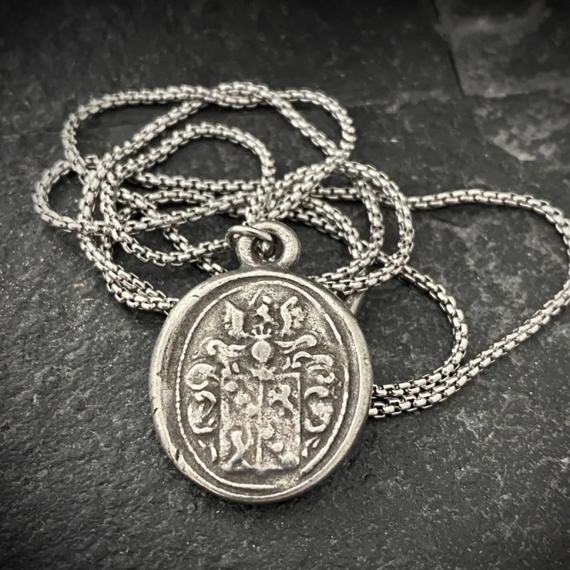 Men's necklace with a wax seal charm, stamped from original antique seal , 20 or 24 inch necklace ST-008 sold by Vintage Gentlemen