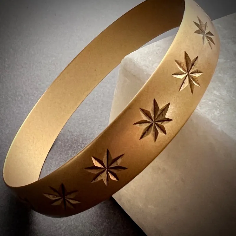 Gold Star Bangle, Large Wide Bracelet, JohnnyGirl Jewelry, B-0003 sold by Vintage Gentlemen