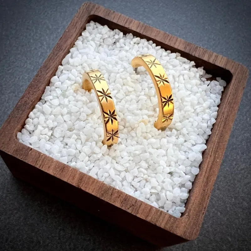 Gold Star Post Earrings, Half Hoop, Simple Everyday Studs, JohnnyGirl Jewelry sold by Vintage Gentlemen