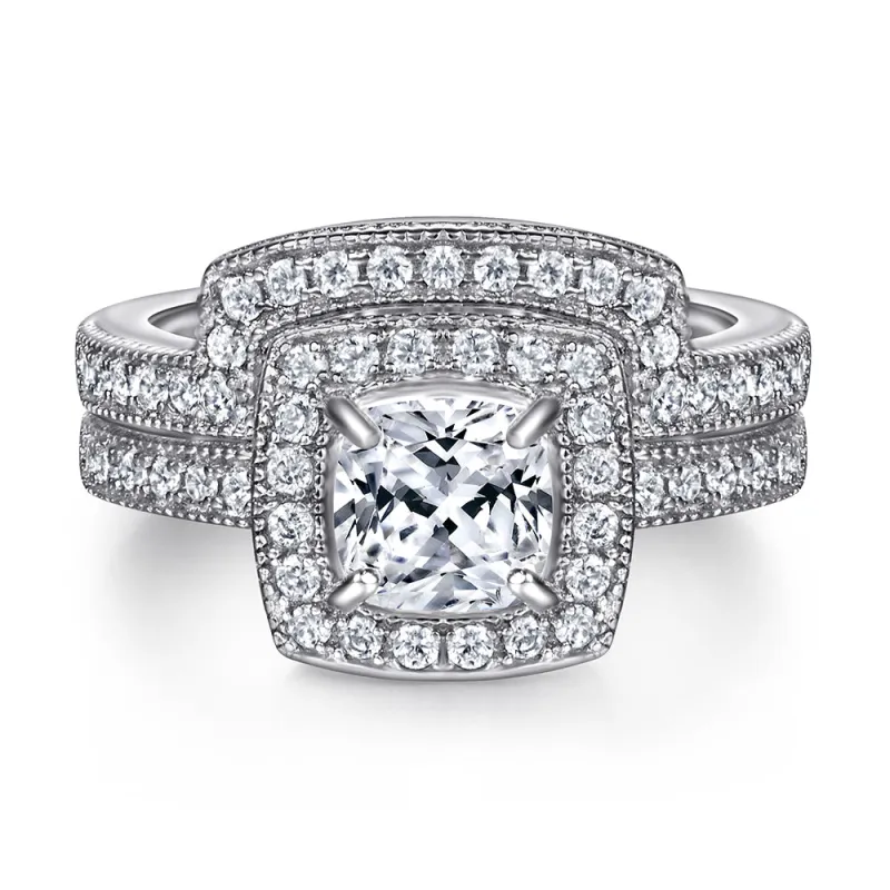 The Violet - Silver Wedding Ring Set made by Vintage Gentlemen