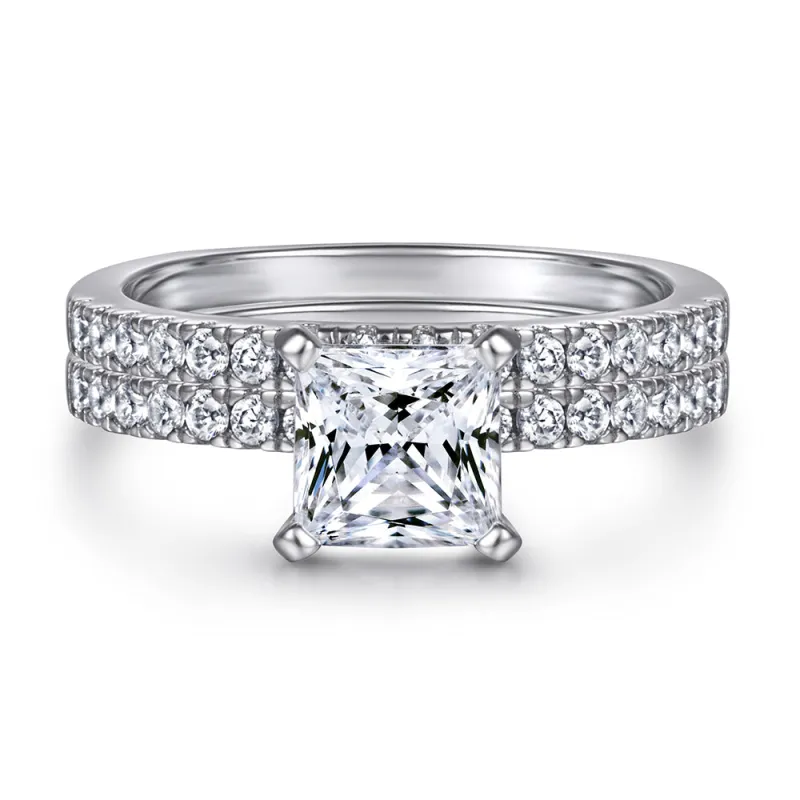 The Emma - Silver Wedding Ring Set made by Vintage Gentlemen