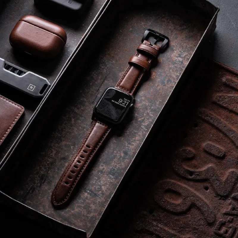 Traditional Leather Apple Watch Strap sold by Vintage Gentlemen
