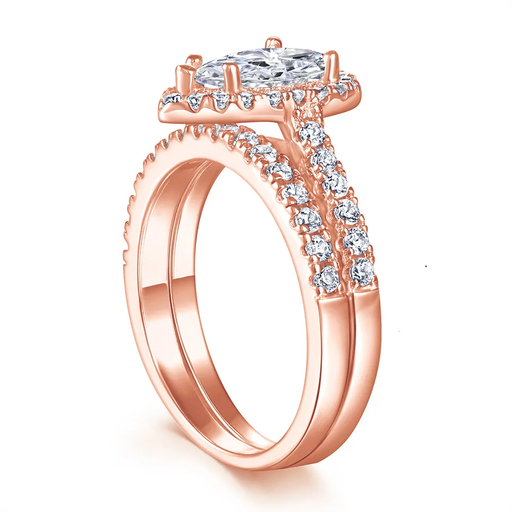 The Elizabeth - 18kt Rose Gold Wedding Ring Set sold by Vintage Gentlemen product image thumbnail 3