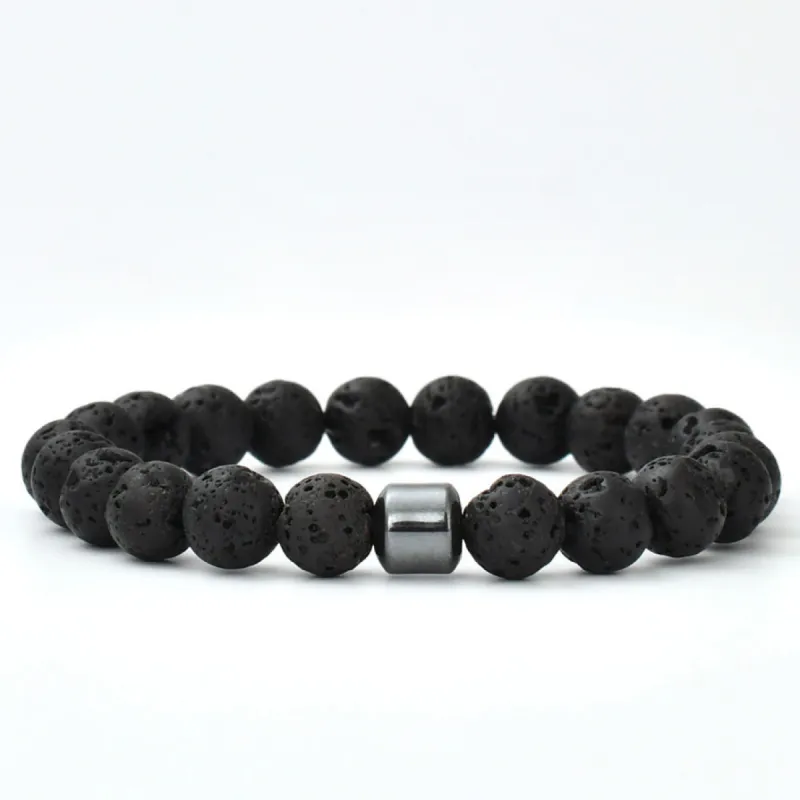 Mens Lava Stone Bead Bracelet sold by Vintage Gentlemen