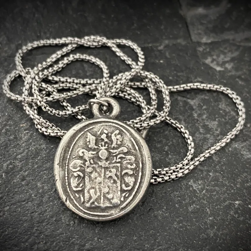 Men's necklace with a wax seal charm, stamped from original antique seal , 20 or 24 inch necklace ST-008 sold by Vintage Gentlemen