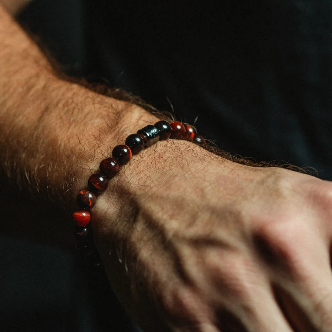 Mens Red Tiger Eye Bead Bracelet sold by Vintage Gentlemen product image thumbnail 2