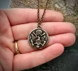 Men's Eagle Necklace, Brass and Bronze Jewelry cast from Antique Military Button, Great American Seal, 20 or 24 Inch Rolo Chain, BR-044 sold by Vintage Gentlemen