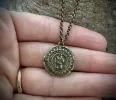 Men's Antiqued Brass Bronze Necklace with St. Christopher Medal, Unisex Necklace, Chain length 20 or 24 inches BR-035 sold by Vintage Gentlemen
