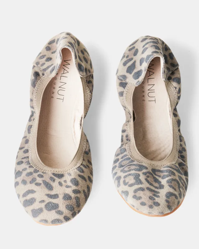 Ava Leather Ballet - Stone Leopard Suede sold by Walnut Melbourne