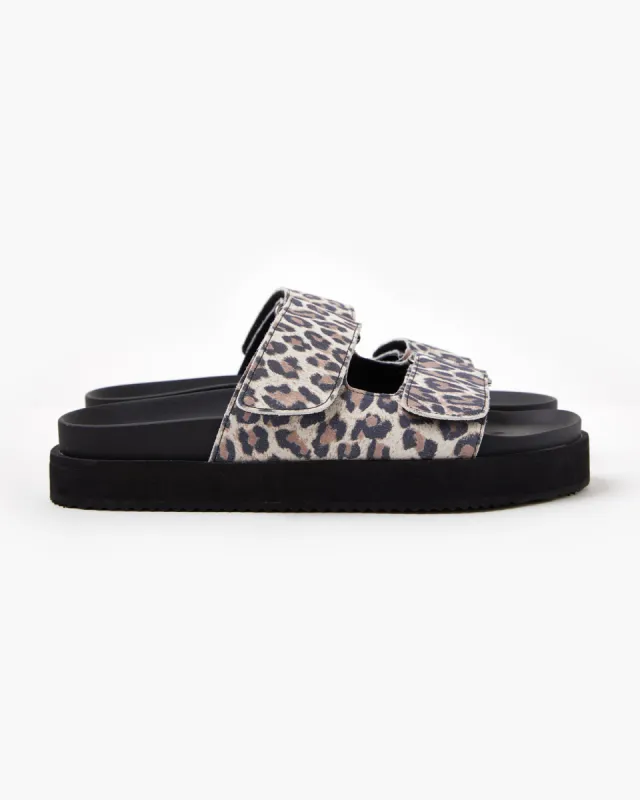 Mel Leather Slide - Beige Leopard sold by Walnut Melbourne