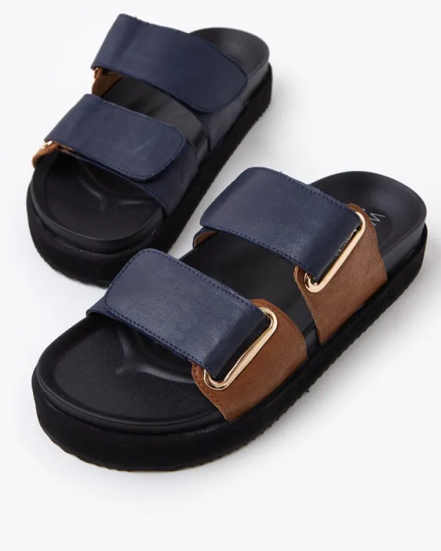 Mara Leather Slide - Navy sold by Walnut Melbourne