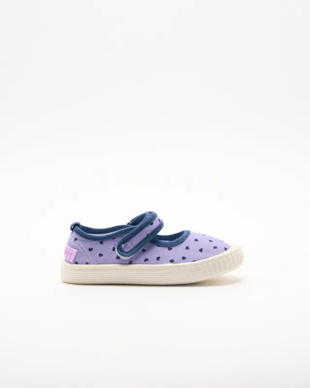 Mary Jane Canvas - Lilac Hearts sold by Walnut Melbourne
