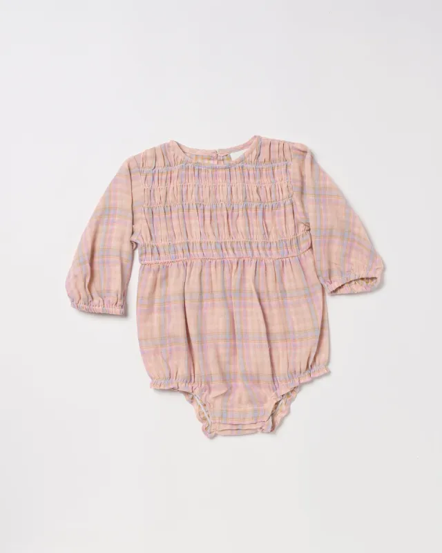 Bluebird Romper - Pink Check sold by Walnut Melbourne