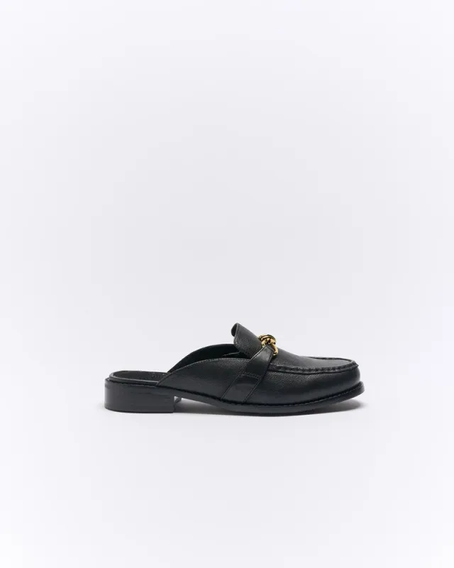Honey Leather Mule - Black made by Walnut Melbourne