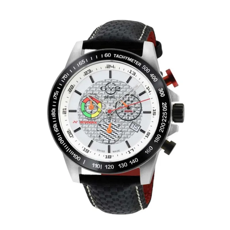 Gevril GV2 Men's Scuderia White Dial Black Leather Chronograph Date Watch 9920 sold by Watch2Day
