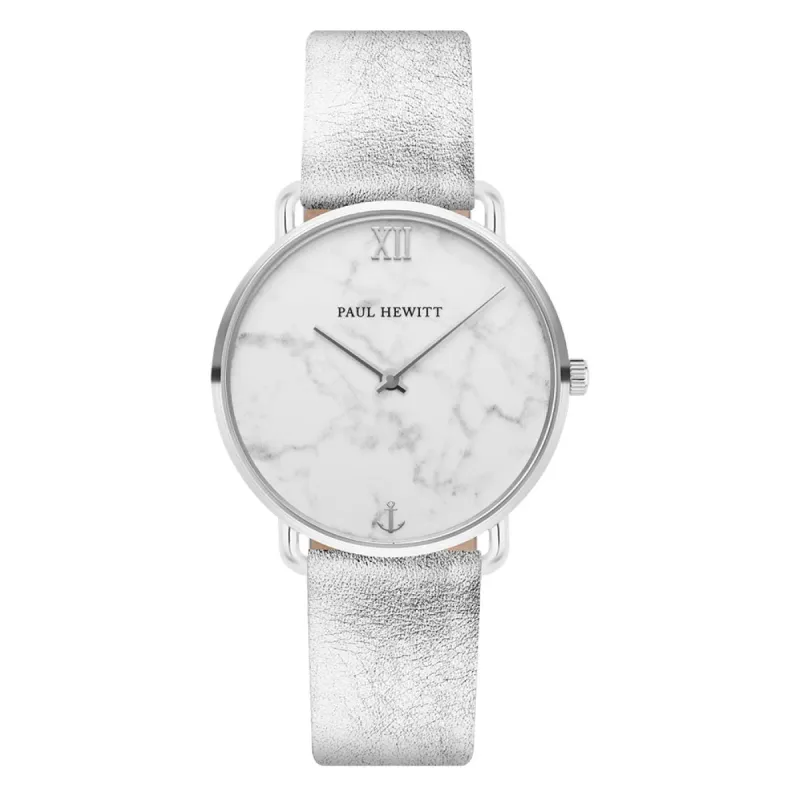 Paul Hewitt PH Miss Ocean Line Marble SS Leather Liguid Silver 33mm PH-M-S-M-28S sold by Watch2Day