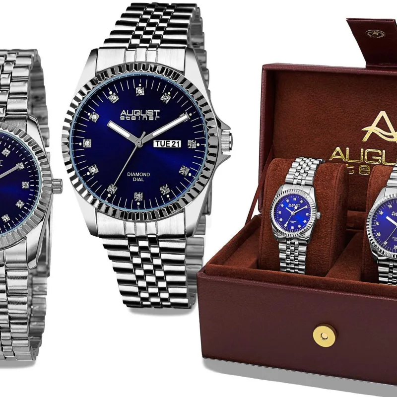August Steiner His&amp;Hers Duo Pack | AS8201SSBU sold by Watch2Day
