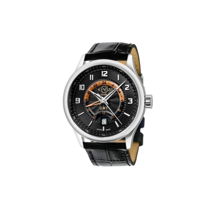 Gevril GV2 Men's Giromondo Black Dial Black Calfskin Leather Watch 42300 sold by Watch2Day