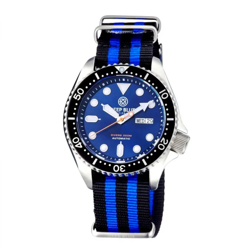 Deep Blue Watches MILBLKBLUENYLON Heren Horloge Automatic 44mm 300M sold by Watch2Day
