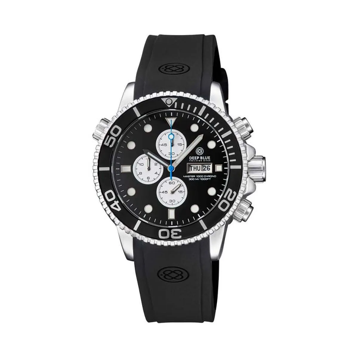 Deep Blue Master 1000 M1KCHRBLKSILSTRP | Chronograph quartz diver Black sold by Watch2Day product image thumbnail 4