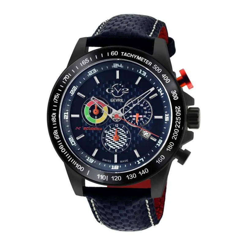 Gevril GV2 Men's Scuderia Blue Dial Blue Leather Chronograph Date Watch 9924 sold by Watch2Day