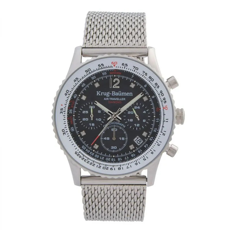 Krug Baumen 412303DS Air Traveller Diamond Heren Horloge 40mm made by Watch2Day