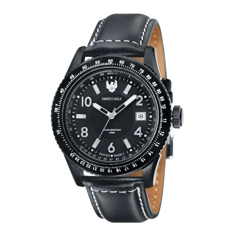 Swiss Eagle Flight Deck 3 Hand Date SE-9024-01 44mm sold by Watch2Day