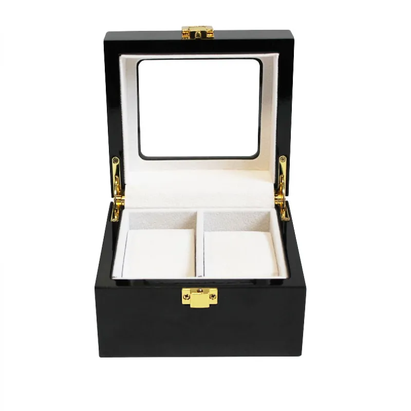Luxe klassieke houten horlogebox voor 2 horloges | Zwart sold by Watch2Day