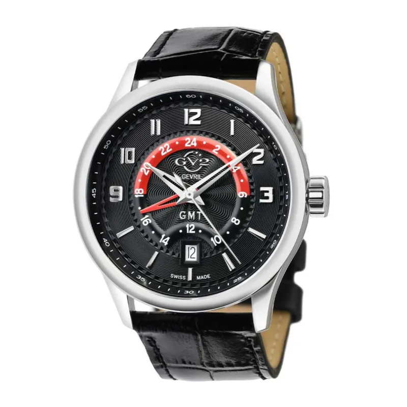 Gevril GV2 Men's Giromondo Black Dial Black Calfskin Leather Watch 42303 sold by Watch2Day